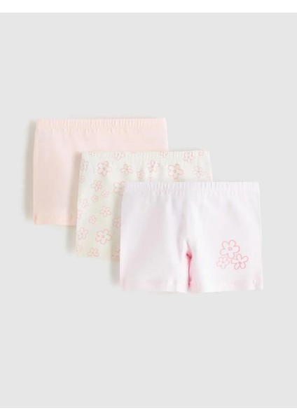 Beli Lastikli Çiçek Baskılı Kız Çocuk Boxer 3'lü (W5)