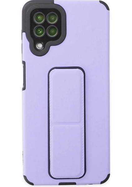 Samsung Galaxy A22 Kılıf Mega Standlı Silikon - Lila - A8373-7499