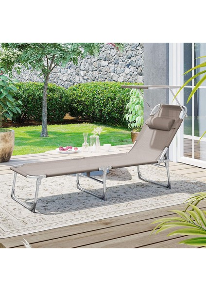 GCB192K01 Şezlong, Katlanabilir, 193 x 53 x 29 Cm, Taşıma Kapasitesi 150 Kg, Güneşlik ve Eğ fiyatları
