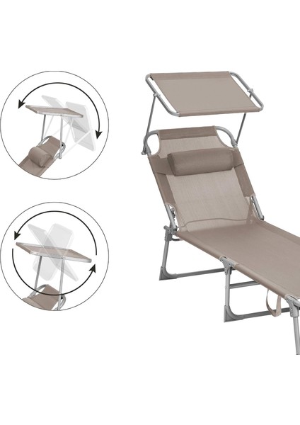 GCB192K01 Şezlong, Katlanabilir, 193 x 53 x 29 Cm, Taşıma Kapasitesi 150 Kg, Güneşlik ve Eğ indirimleri