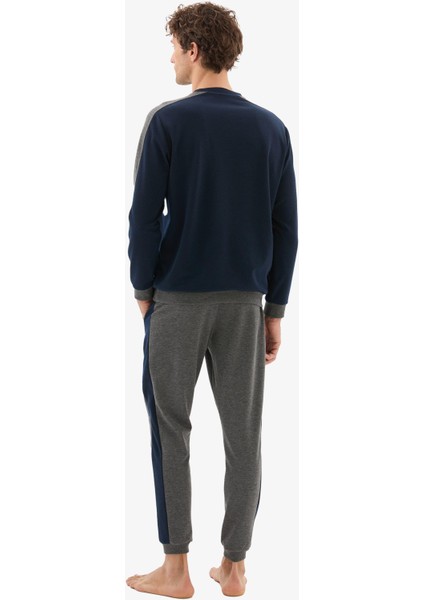 Erkek Lacivert Pijama Takımı – Uzun Kollu, Yuvarlak Yaka, Lastikli Paça C2T0N804 fırsatları