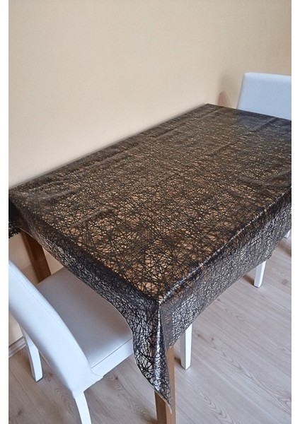 Dantel Görünümlü Üstü Şeffaf Kaplı Muşamba Masa Örtüsü -Siyah Renk-Farklı Ölçülerde-Hsrsyh