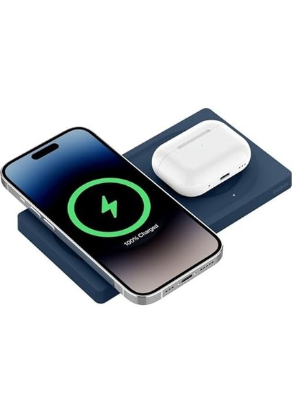 WIZ019VFBL-APL Boostcharge Pro 2‑ın‑1 Magsafe 15W Kablosuz Şarj Standı - Mavi modelleri