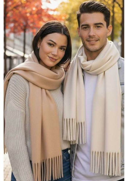 Unisex Yumuşak Dokulu Püsküllü Kışlık Buklet Atkı Şal 2'li Set
