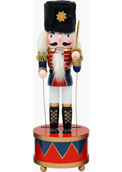 Kurmalı Müzikli Kırmızı/lacivert Nutcracker 30CM