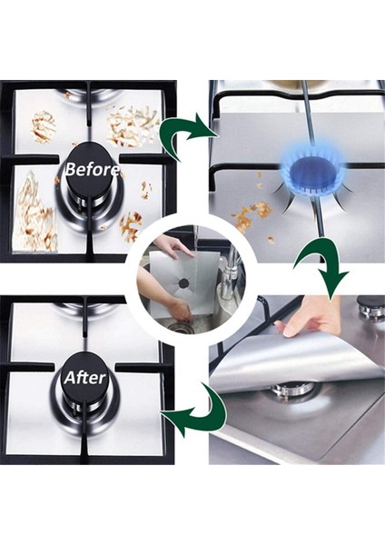 8'li Paket Ocak Brülörü Kılıfı Üçlü Kalınlık 0,2 Mm, Kare Ocak Brülörü Astarı Kılıfı, Gümüş Ocak Üstü Kılıfları (Yurt Dışından) fırsatları