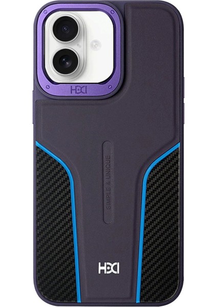 iPhone 16 HBC-264 Lambor Karbon Fiber Sport Kapak - Derin Mor