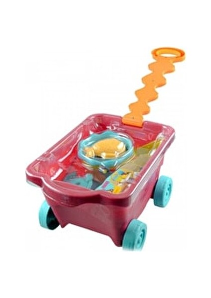 Kırmızı Plaj Vagonu 11 Parça Eğlenceli Oyun Seti 35x23x20 cm 3 Yaş ve Üzeri İçin
