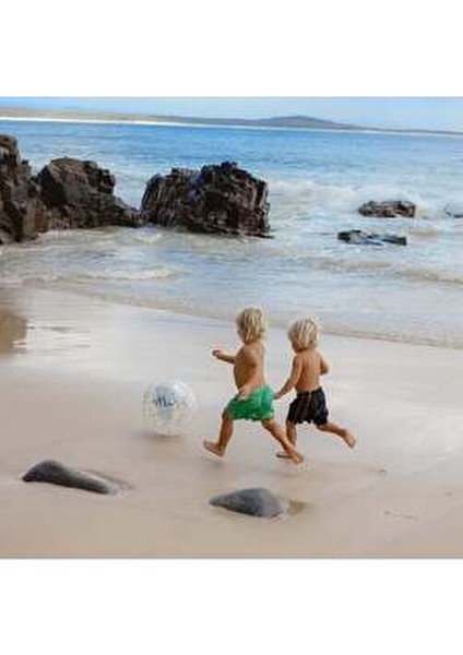 3D Şişme Plaj Topu Mavi Çizgili Parıltılı Tasarım 1 Parça 3 Yaş ve Üzeri İçin