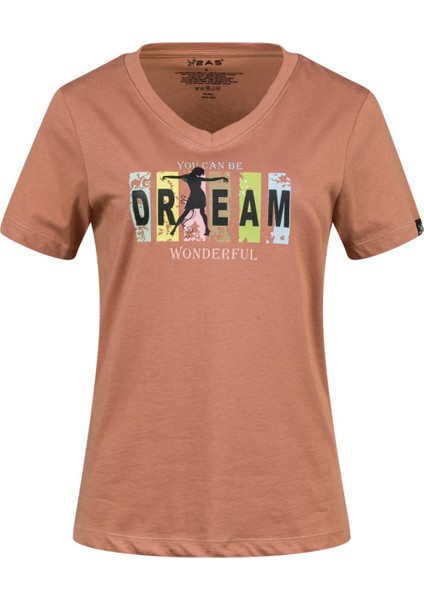 Alone Baskılı V Yaka Kadın T-Shirt 404 indirimleri