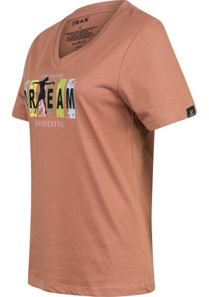 Alone Baskılı V Yaka Kadın T-Shirt 404