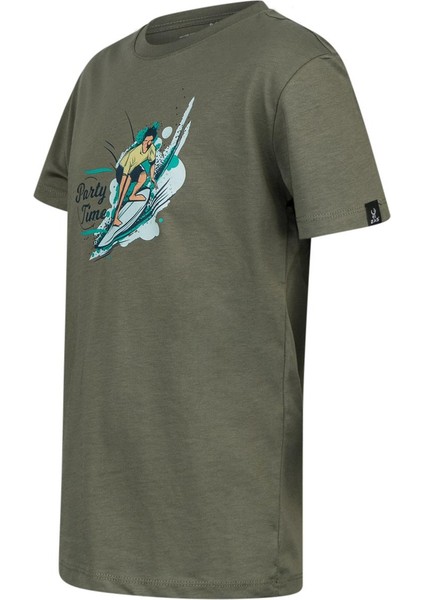 Aja Çocuk Baskılı T-Shirt Haki 216