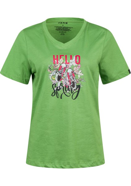 Alone Baskılı V Yaka Kadın T-Shirt 402