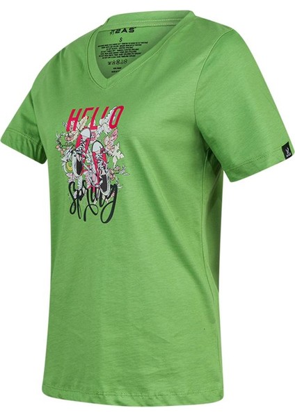 Alone Baskılı V Yaka Kadın T-Shirt 402