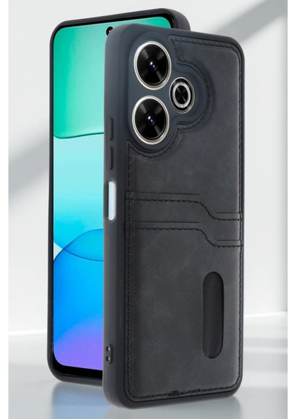 Xiaomi Redmi 13 4g Kılıf Sara Kartvizitli Deri Kılıf - Kırmızı - A6134-9816