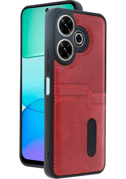Xiaomi Redmi 13 4g Kılıf Sara Kartvizitli Deri Kılıf - Kırmızı - A6134-9816 fiyatları