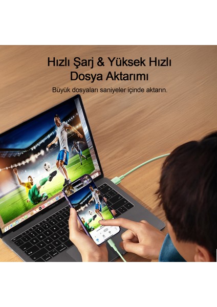 ATC18 Şarj Kablosu 18W 1 Metre Usb’den Type-C’ye, Veri Aktarımı ve Şarj Kablosu, Tablet ve Telefon Android Usb-C, Esnek, Yeşil indirimleri
