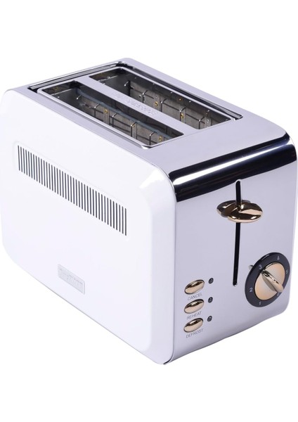 Gem Titan 2 Dilim Ekmek Kızartma Makinesi – 980 W, Paslanmaz Çelik Gövde | Beyaz Gümüş