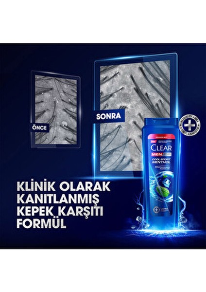 Men Cool Sport Menthol Şampuan Kepek Karşıtı Etki 600 ml x 3 Adet Erkekler İçin indirimleri