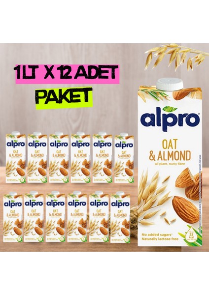 Yulaf & Badem Sütü 1 Lt x 12 Adet