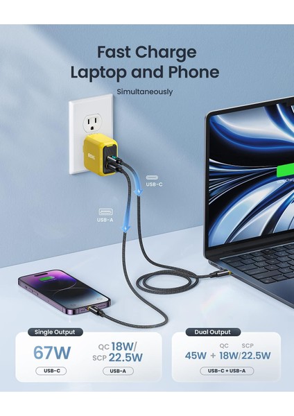 Magcube 2 Portlu Şarj Adaptörü, Gan+ 67W Hızlı Şarj Cihazı modelleri