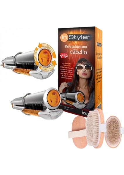 Instyler Döner Demirli ve At Kılı Selülit Fırçası Seti - Saçınızı Şekillendirin