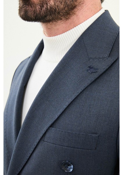 Düz Slim Fit Geniş Yaka Kruvaze Erkek Takım Elbise fiyatları