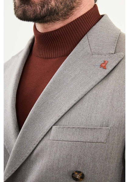 Düz Slim Fit Geniş Yaka Punto Dikiş Kruvaze Erkek Takım Elbise fiyatları