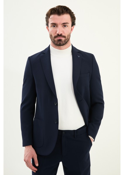 Düz Slim Fit Mono Yaka Torba Cepli Pantolonu Lastikli Erkek Takım Elbise
