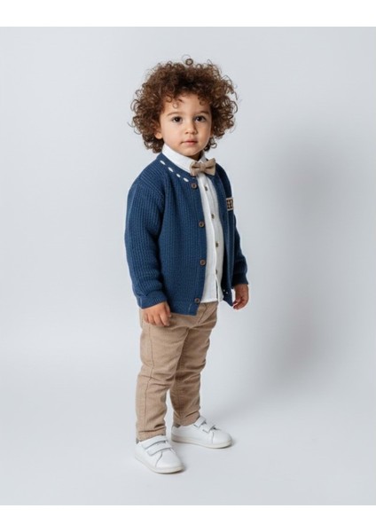 Triko Hırka Gömlek Pantolon Üçlü Alt Üst Takım - Lacivert - 1 Yaş Lacivert fiyatları