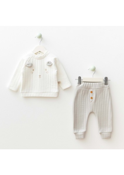 Nakışlı Kapitone Alt Üst Takım - Gri - 12 Ay Gri