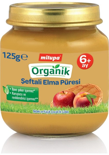Milupa Organik Şeftali Elma Püreli Kavanoz Maması 125GR