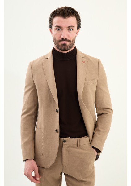 Düz Slim Fit Mono Yaka Torba Cepli Pantolonu Lastikli Erkek Takım Elbise