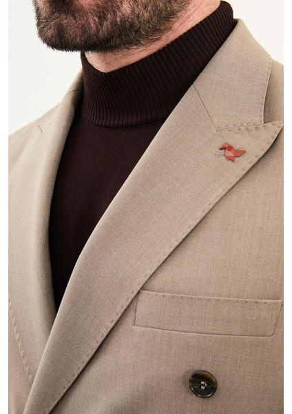 Düz Slim Fit Geniş Yaka Kruvaze Erkek Takım Elbise fiyatları