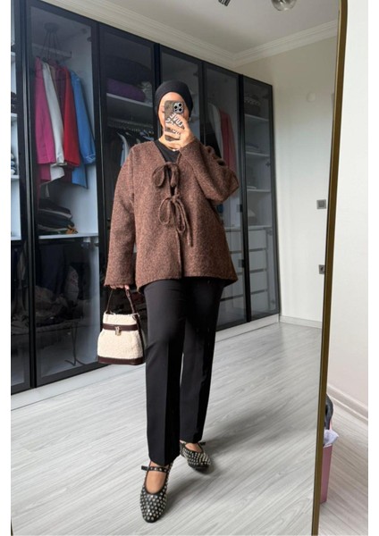 Kadın Kahve Önü Bağlamalı Kırçıllı Ceket fiyatları