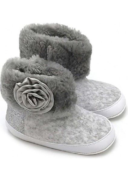 Yan Gül Detaylı Panduf - Gri - 19 Gri