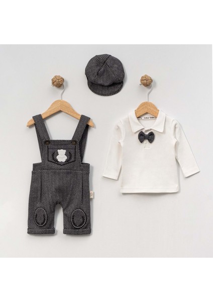 Şapka Sweatshırt Salopet Takım - Siyah - 12 Ay Siyah