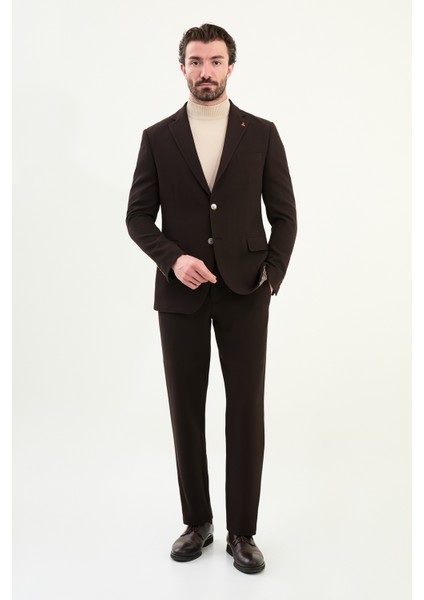 Desenli Slim Fit Torba Cep Beli Lastikli Ipli Erkek Takım Elbise modelleri