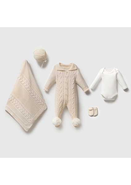 Nipperland Carmen Triko Beşli Set - Krem - 0 - 3 Ay Krem