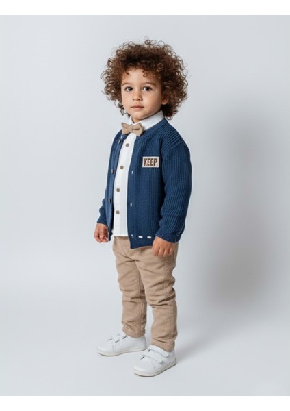 Triko Hırka Gömlek Pantolon Üçlü Alt Üst Takım - Lacivert - 3 Yaş Lacivert modelleri