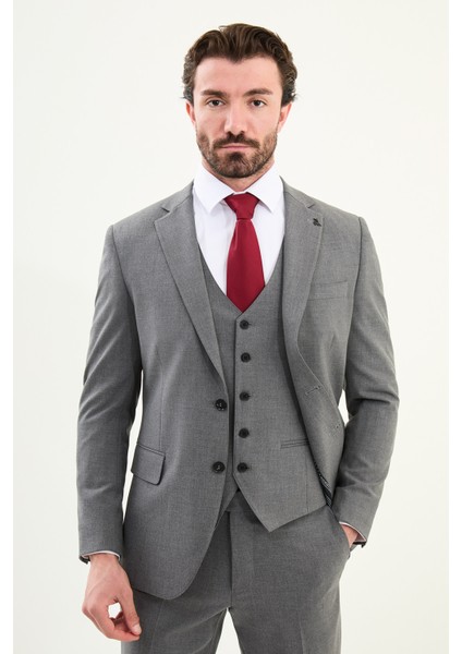 Düz Slim Fit Mono Yaka Klasik Erkek Takım Elbise