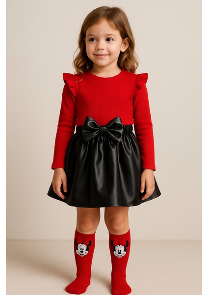 Deri Etek Badi, Diz Altı Çorap Takımı 4 yaş Kız Çocuk Takım