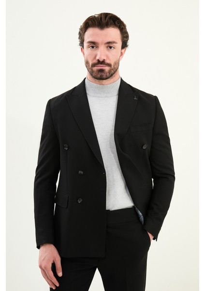 Düz Slim Fit Geniş Yaka Punto Dikiş Kruvaze Erkek Takım Elbise fırsatları