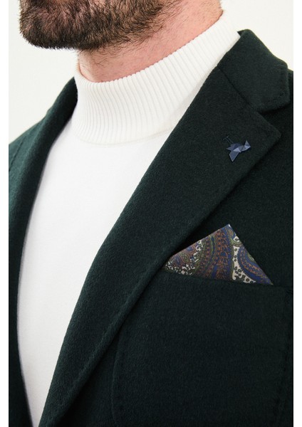 Düz Slim Fit Torba Cepli Mendil Detaylı Yün Erkek Ceket fiyatları