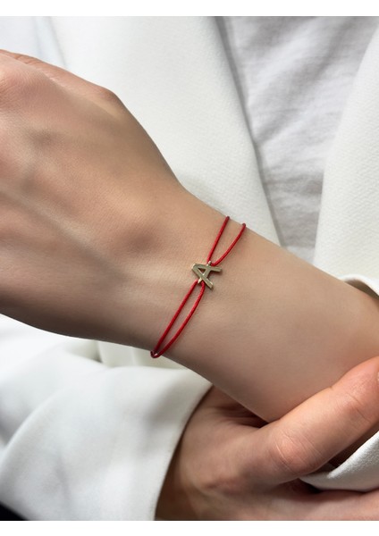 14 Ayar Altın 3 Boyutlu A Harf Kırmızı Ipli Bileklik fırsatları