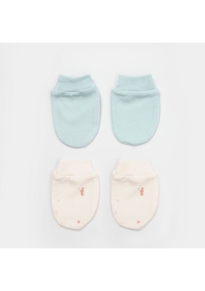 Bibaby Biorganic Save The Seahorse 2'li Bebek Eldiven 72232 Bej-Mint