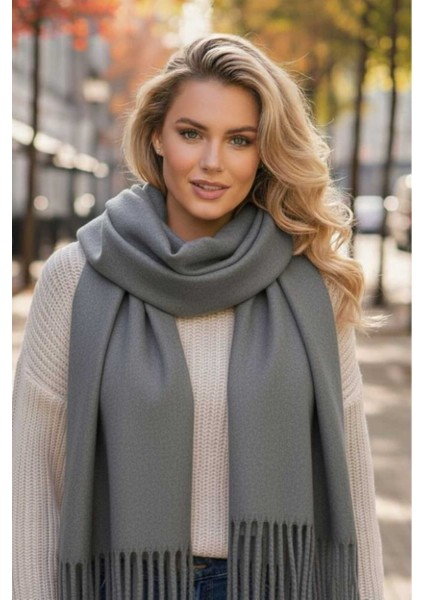 Unisex Yumuşak Dokulu Püsküllü Kışlık Buklet Atkı Şal 2'li Set modelleri