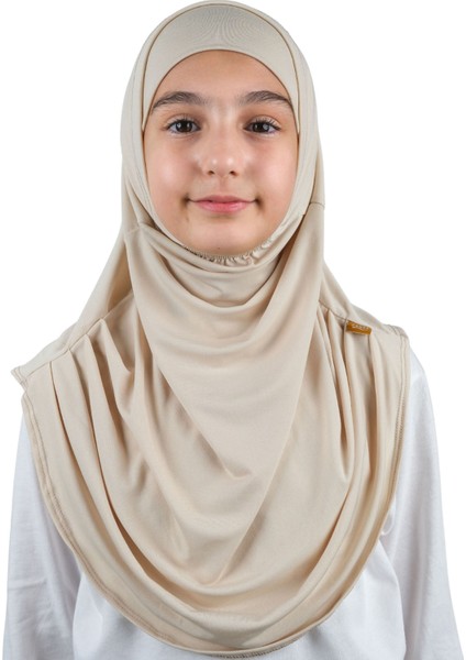 Pratik Hazır Geçmeli Boneli Çocuk Şal Bej