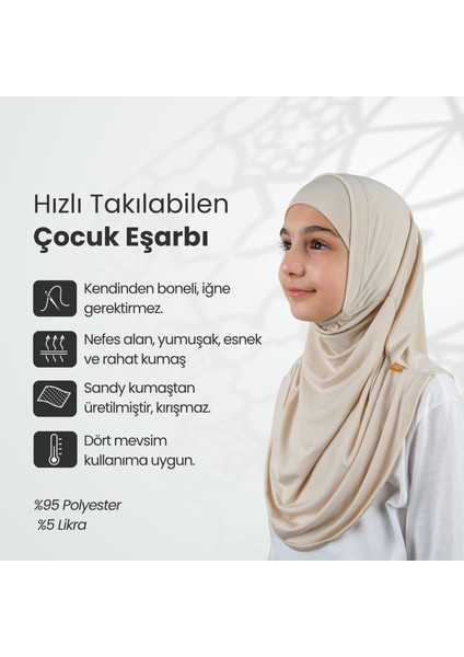 Pratik Hazır Geçmeli Boneli Çocuk Şal Bej fiyatları