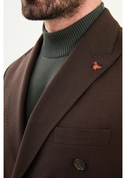 Düz Slim Fit Geniş Yaka Kruvaze Erkek Takım Elbise fiyatları